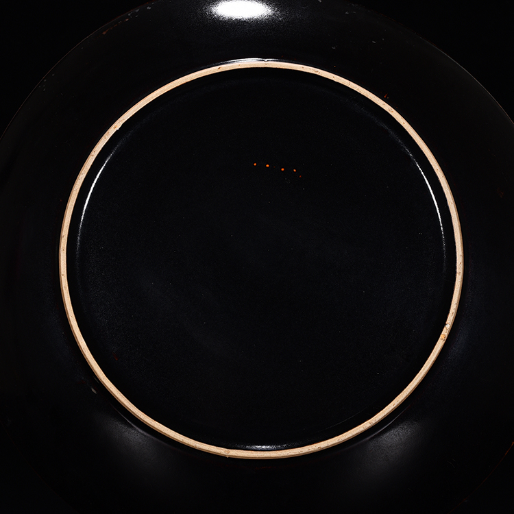 多寶屋】B421□宋時代吉州窯刻三葉紋大盤□高さ5.5cm 直径35cm