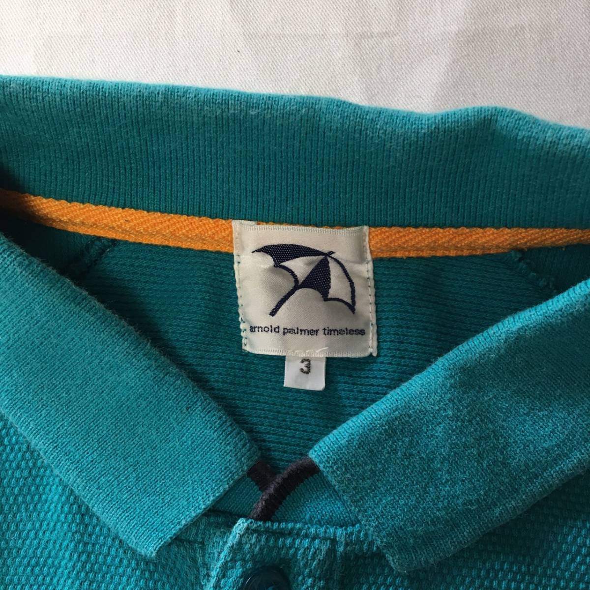  Arnold Palmer Rena un polo-shirt men's short sleeves Bick Logo embroidery size 3 button shirt 