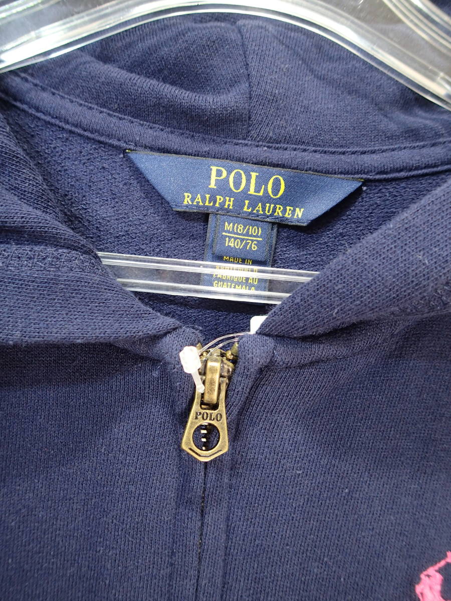 o price cut * Polo Ralph Lauren /Polo Ralph Lauren 140.* Zip up Parker / navy ( left . pink Mark )t1790