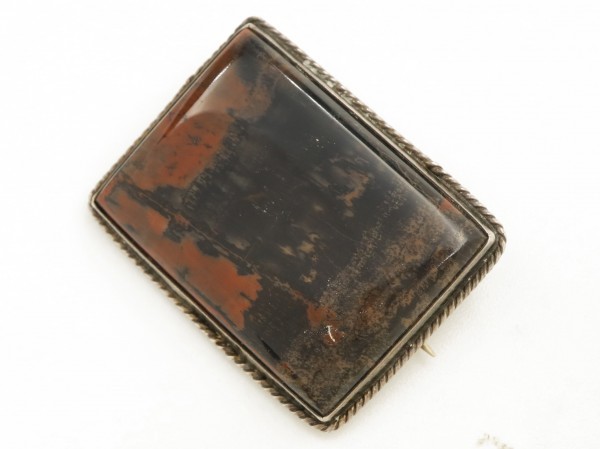 40s Vintage Navajo silver made petolifaido wood square pin brooch Indian jewelry Fred is - Be 