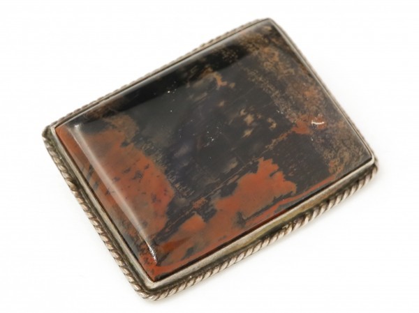 40s Vintage Navajo silver made petolifaido wood square pin brooch Indian jewelry Fred is - Be 