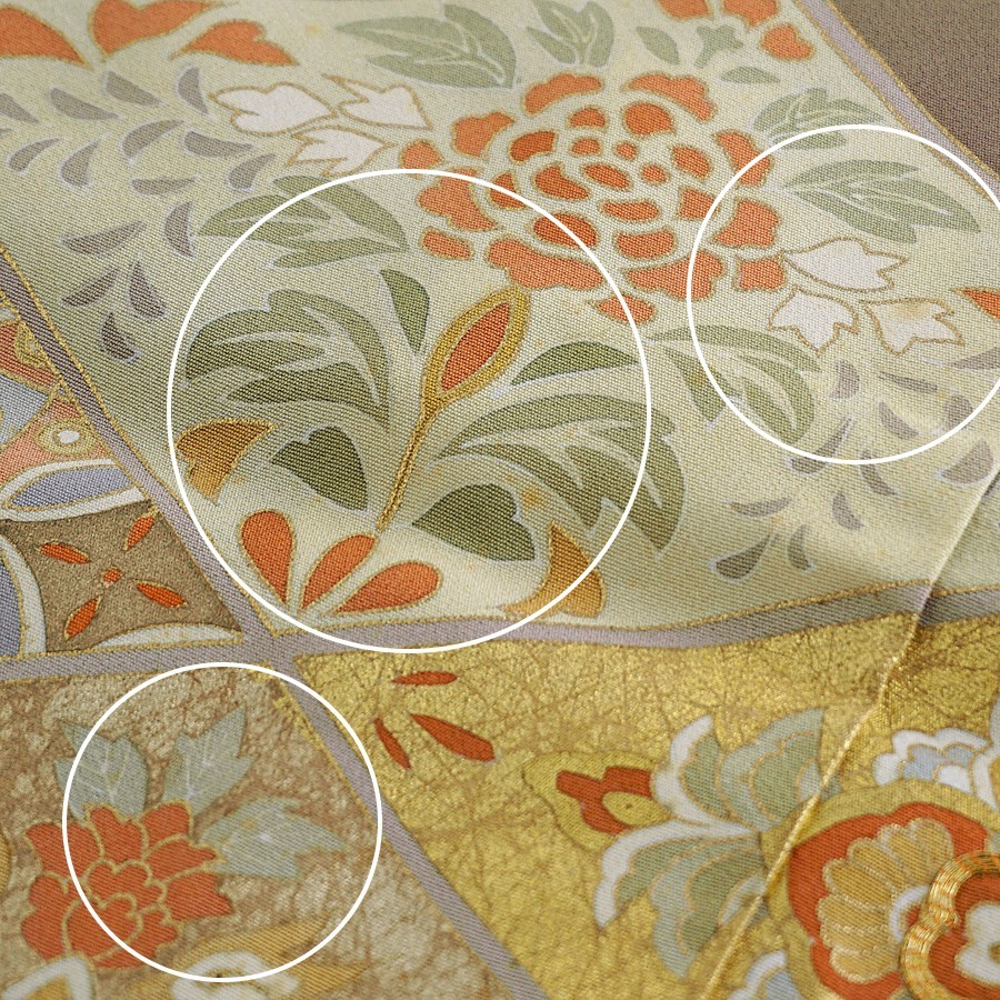 色留袖 京友禅 有職菱文様 金彩 金駒刺繍 未仕立て 難あり 在庫保管品