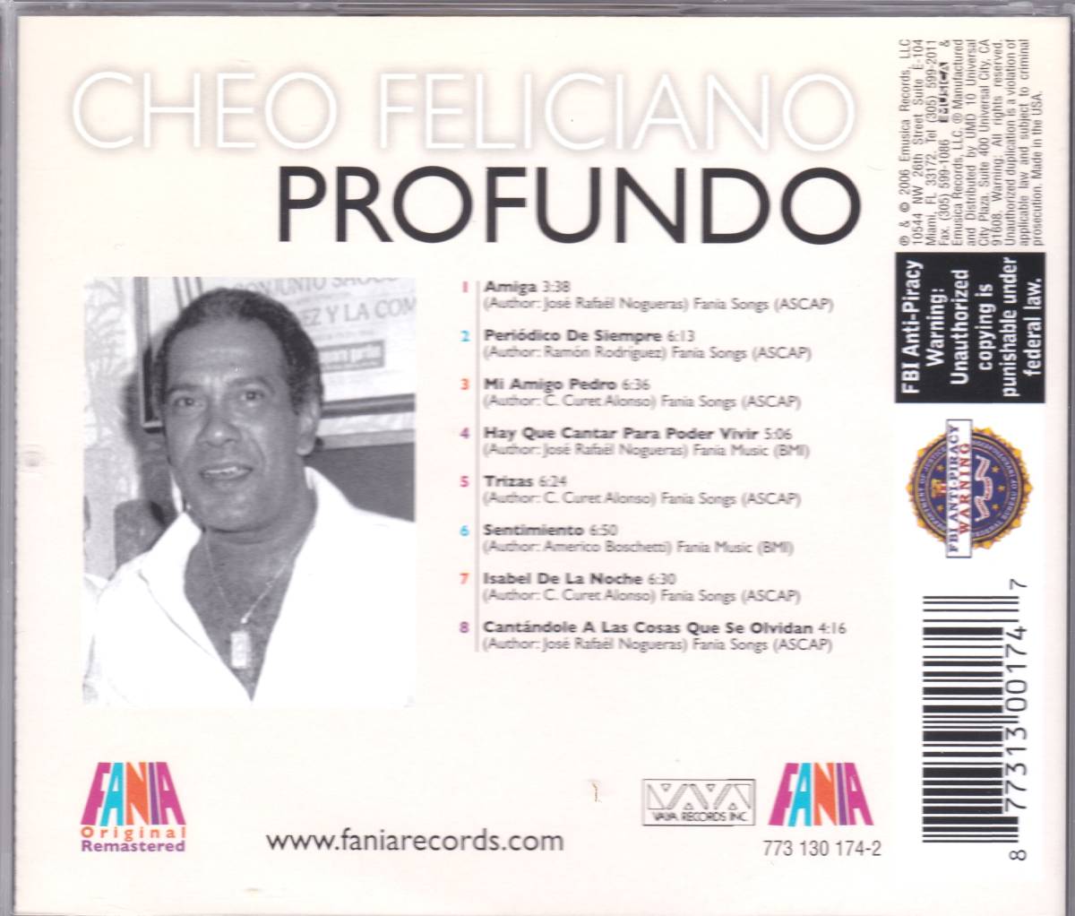 ☆CHEO FELICIANO(チェオ・フェリシアーノ)/Profundo◆82年リリースのレジェンド・シンガーによる大名盤◇初CD化＆高音質盤＆激レア・廃盤_画像2