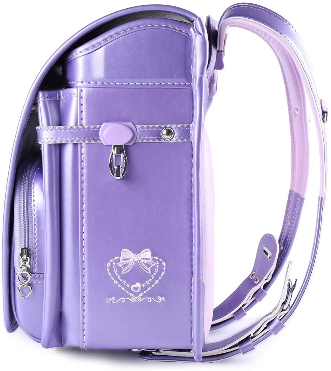 新品 ランドセル 女の子 A4フラットファイル対応 ワンタッチロック 可愛い刺繍 パープル 紫色 紫_画像3