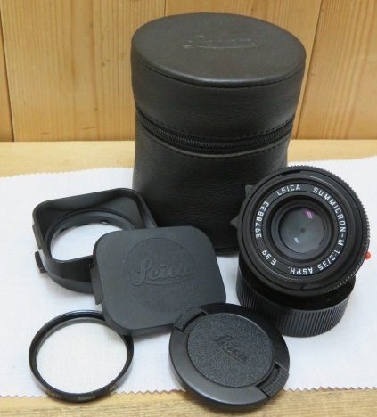 即決・Leica/ライカ・SUMMICRON-M 1:2/35 ASPH. E39・ズミクロン・カメラ レンズ・角型 フード(キャップ付き) 12526 A42・ケース付き