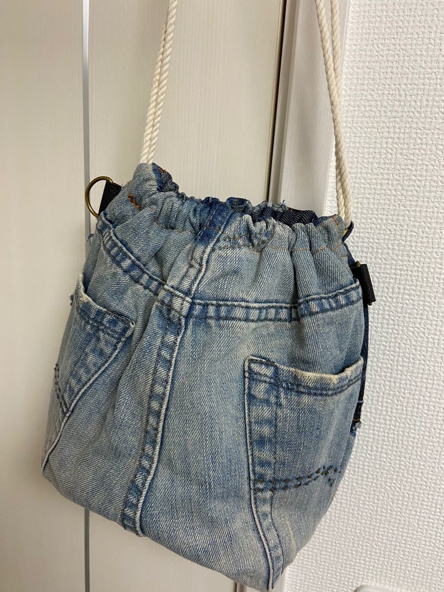 公式通販 ハンドメイド デニムリメイク 巾着バッグ パッチワーク 公式通販 ハンドメイド デニムリメイク 巾着バッグ パッチワーク