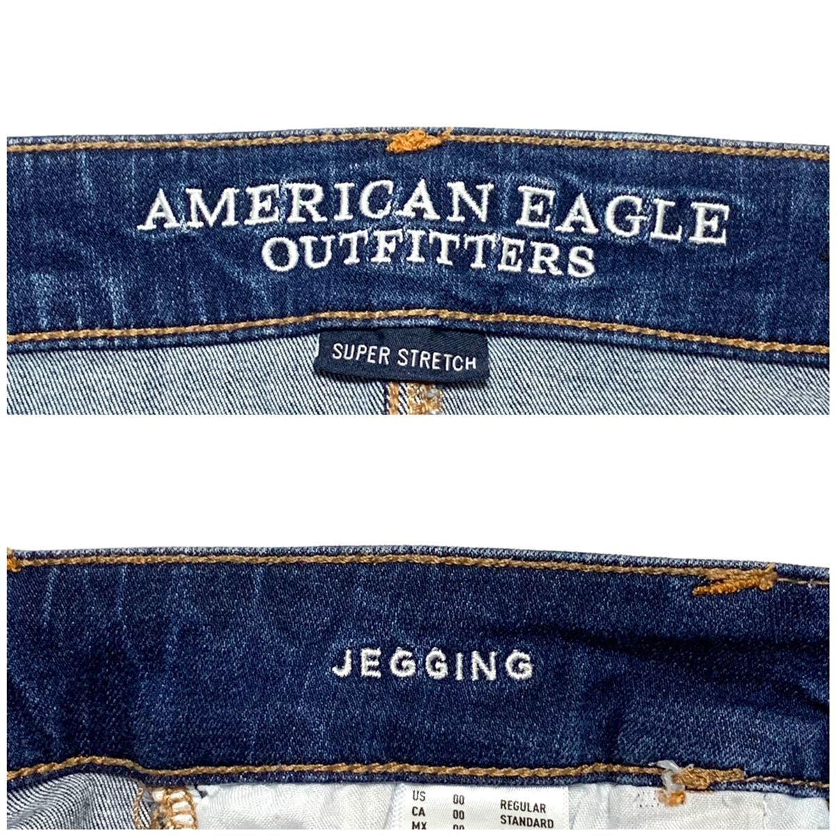 AMERICAN EAGLE AEO JEGGING US00 ウエスト64cm Sサイズ SUPER STRETCH ダメージ加工 カットオフ レディース M292_画像8