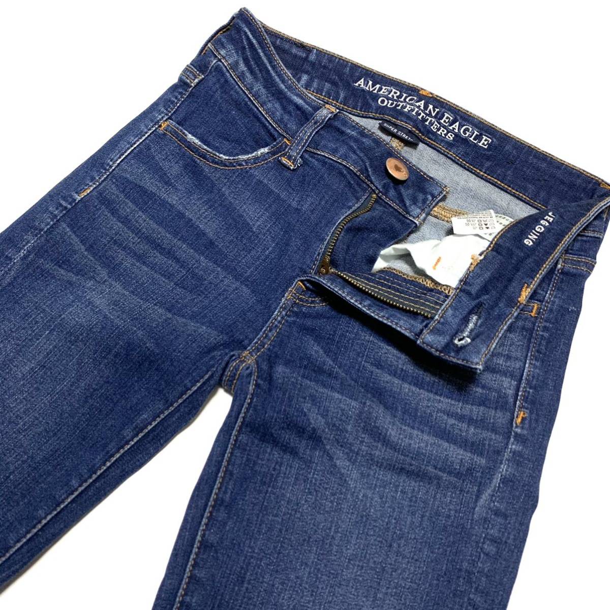 AMERICAN EAGLE AEO JEGGING US00 ウエスト64cm Sサイズ SUPER STRETCH ダメージ加工 カットオフ レディース M292_画像3