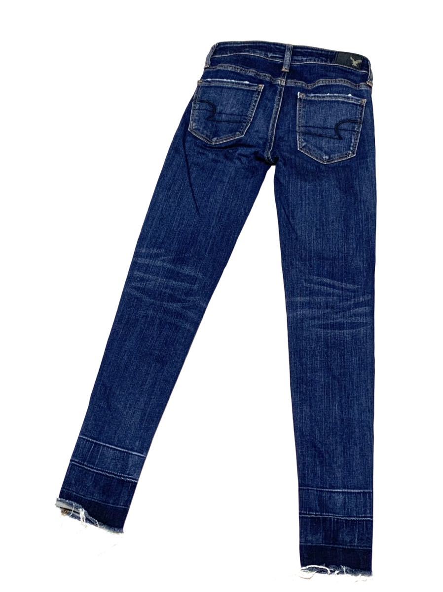 AMERICAN EAGLE AEO JEGGING US00 ウエスト64cm Sサイズ SUPER STRETCH ダメージ加工 カットオフ レディース M292_画像6