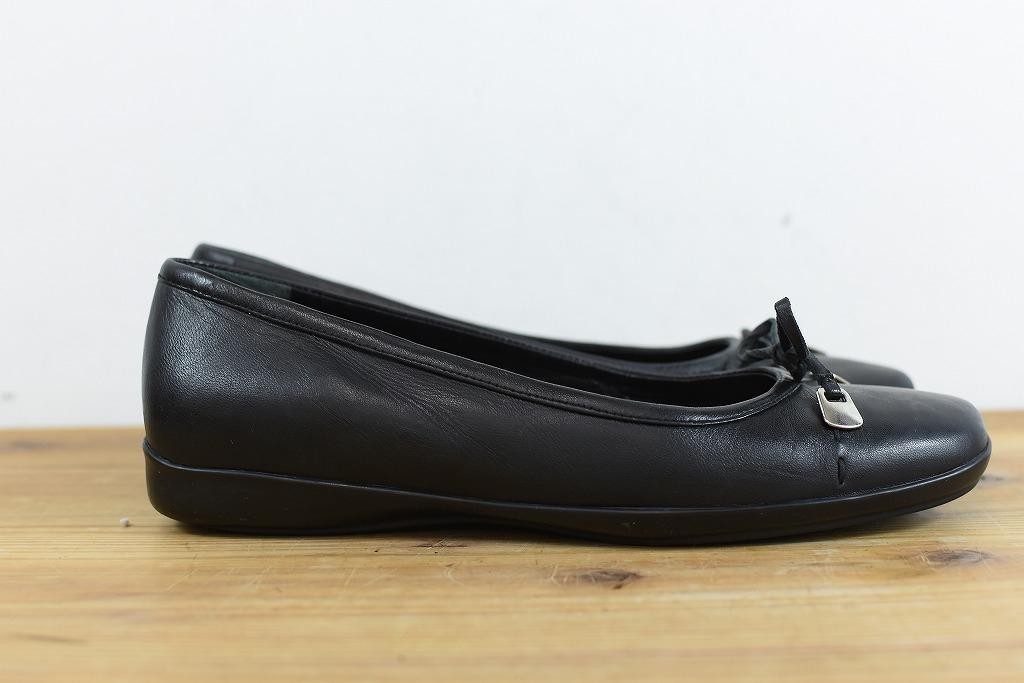 C5778 PRADA プラダ フラットシューズ バレエ パンプス リボン 羊革 ラム レザー ブラック 黒 36 23センチ相当 レディース カジュアル 限定商品通販*送料無料 プラダ 羊革シューズ ブラック PRADA ローファー/革靴