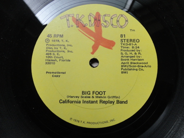California Instant Replay Band - Big Foot オリジナル原盤 US12 ファンキー・ディスコ　視聴_画像1