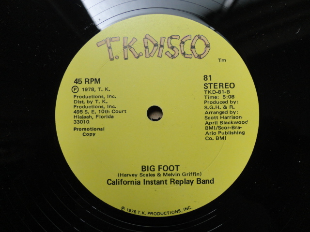 California Instant Replay Band - Big Foot オリジナル原盤 US12 ファンキー・ディスコ　視聴_画像2