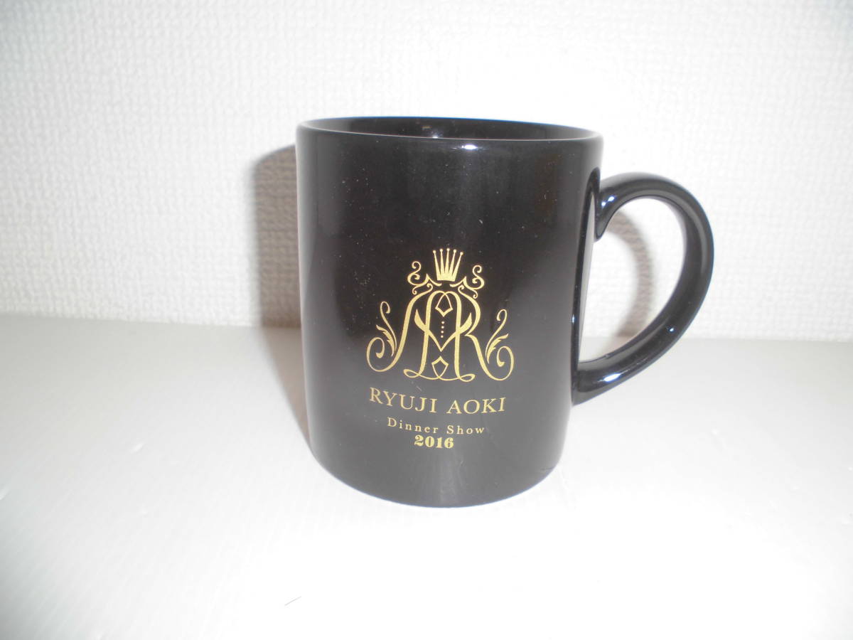 ◆未使用 青木隆治 RYUJI AOKI ディナーショー 2016 陶器 マグカップ ブラック×ゴールド 送料510円～ face フェイス_画像1