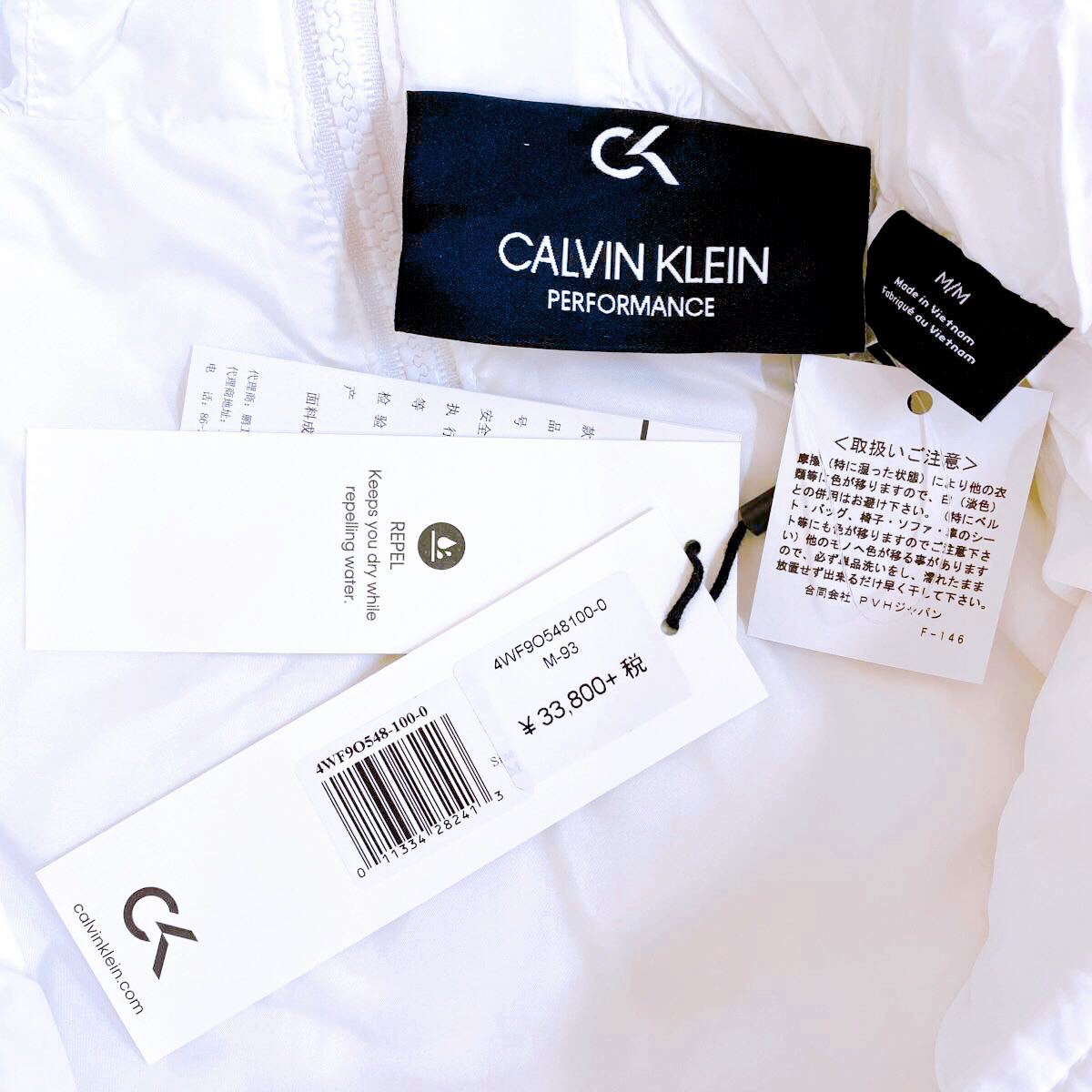 CALVIN KLEIN  PERFORMANCE ダウンベスト ロング　ホワイト　Mサイズ　防風　防寒  撥水加工　レディース　