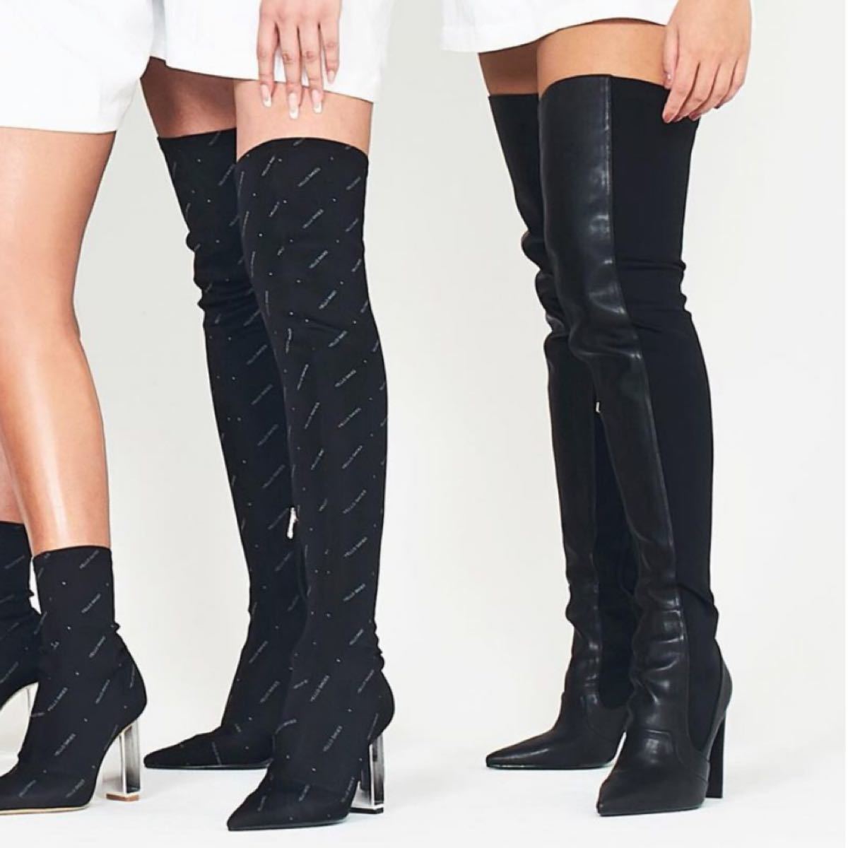 YELLO DRAMA long boots BLACK ロングブーツ ニーハイブーツ｜PayPayフリマ