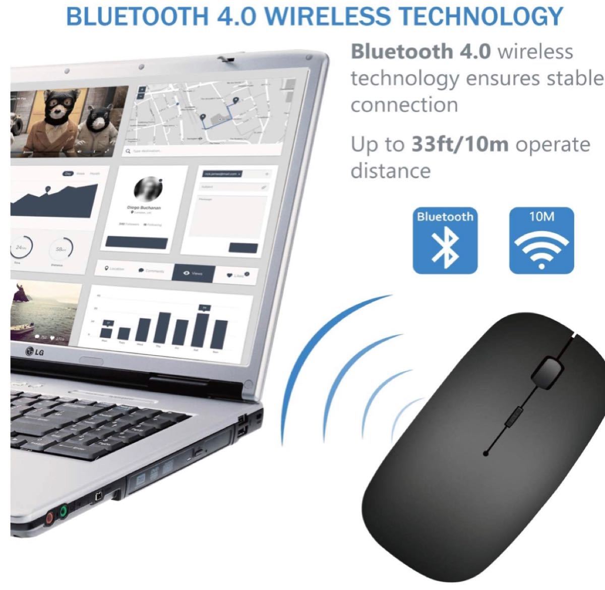 【令和最新版 肌触り良い】 Bluetooth ワイヤレスマウス