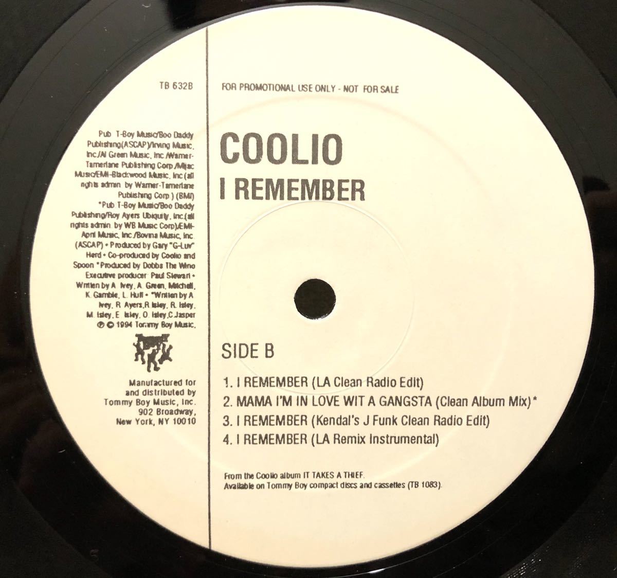 レア 1994 Coolio / I Remember クーリオ Original US Promo 12 Tommy Boy TB 632 Roy Ayers Isley Brothers ギャングスタ ウェッサイ 絶版_画像3