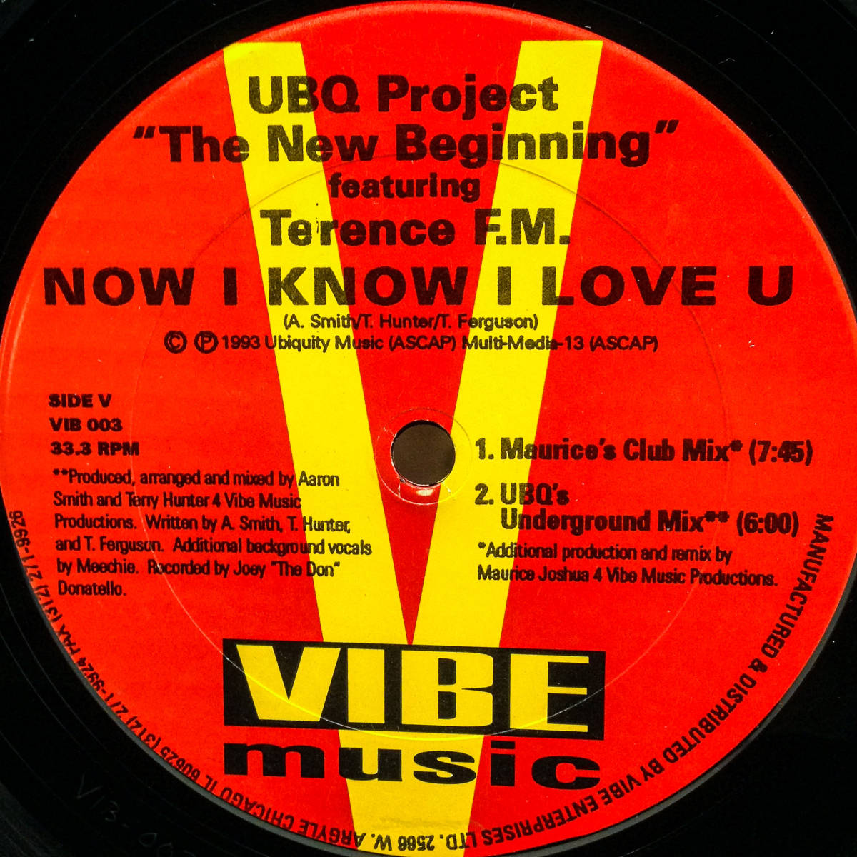 [12] '93米Orig / Vibe Music / VIB 003 / UBQ Project Featuring Terence FM / Now I Know I Love U / House / Deep House_画像1