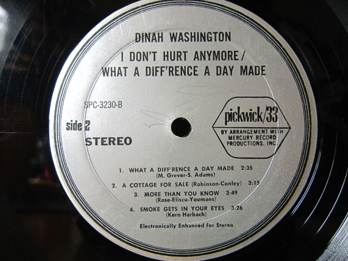 DINAH WASHINGTON●I DON'T HURT ANYMORE シュリンク付きPickwick/33 SPC-3230●210327t2-rcd-12-jzレコード米盤US盤ジャズブルース_画像4