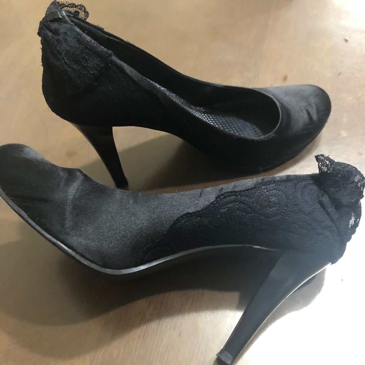 Paypayフリマ かかとレースリボン パンプス22 0 黒 Paypayフリマ かかとレースリボン パンプス22 0 黒
