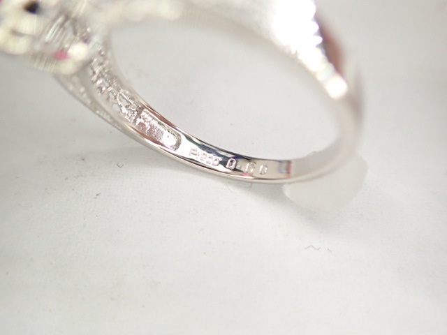 美品 Pt900 非加熱ルビー0.60ct ダイヤ計0.26ct デザイン リング 指輪