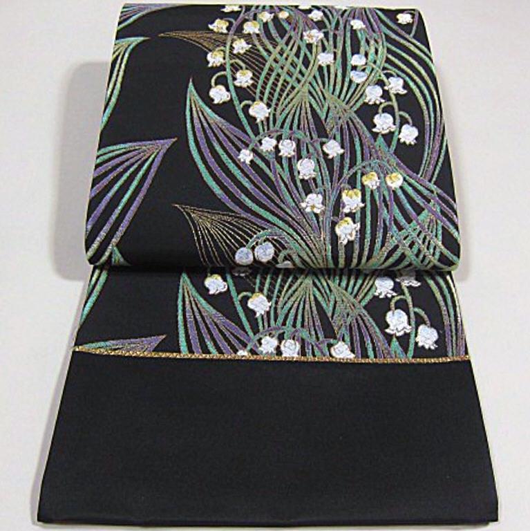 注目ブランドのギフト 新品未仕立 西陣織高級六通柄袋帯 鈴蘭の花模様