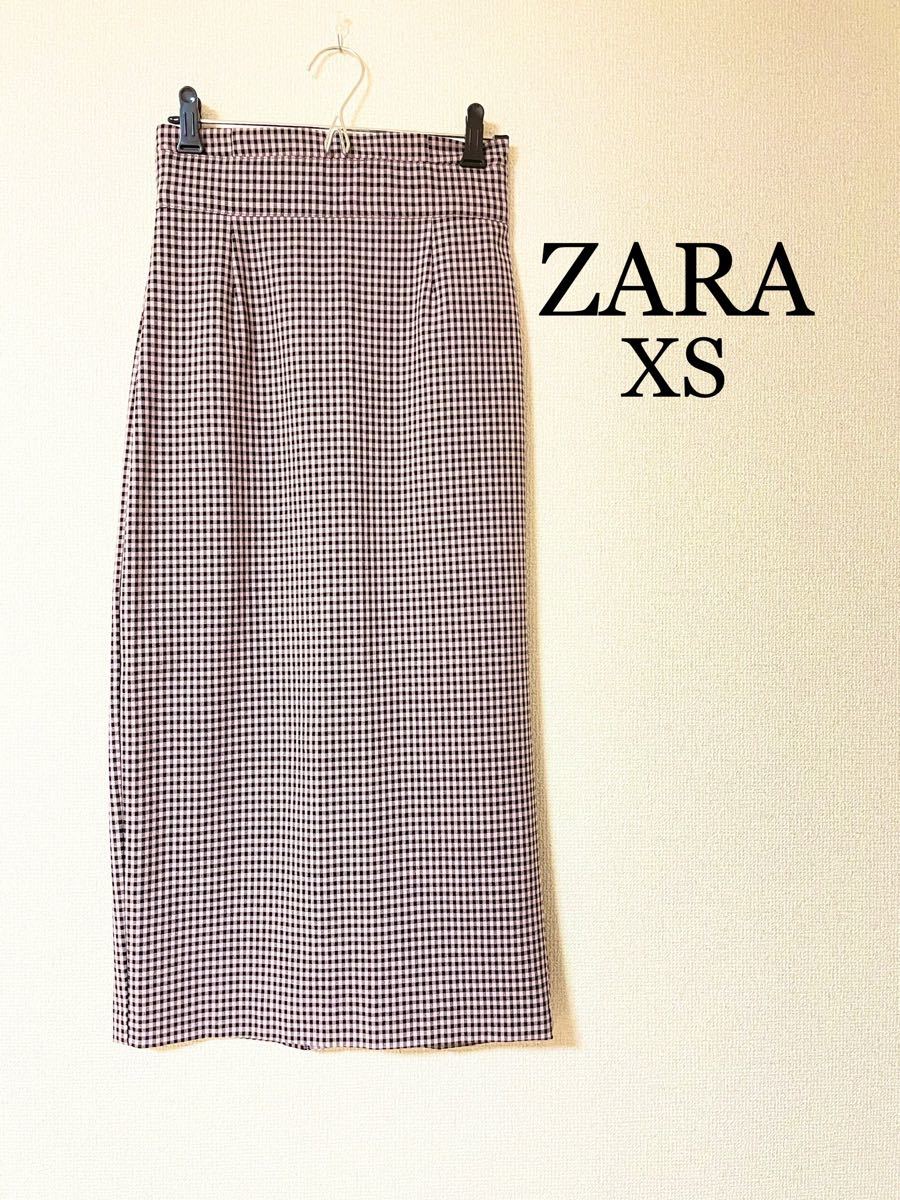 ZARA チェックタイトスカート ピンク×ブラック - ロングスカート