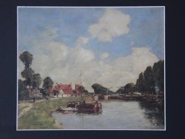 Eugene Boudin,L\'Ecluse a Saint-Valery-sur-Somme, super rare book of paintings in print .., new goods frame attaching,iafa