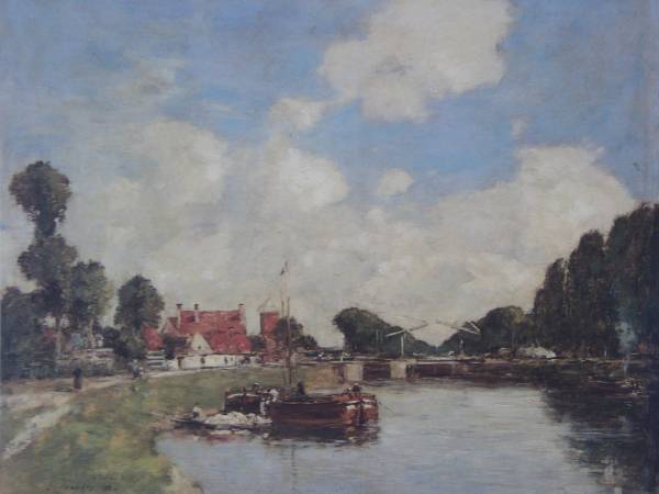 Eugene Boudin,L\'Ecluse a Saint-Valery-sur-Somme, super rare book of paintings in print .., new goods frame attaching,iafa
