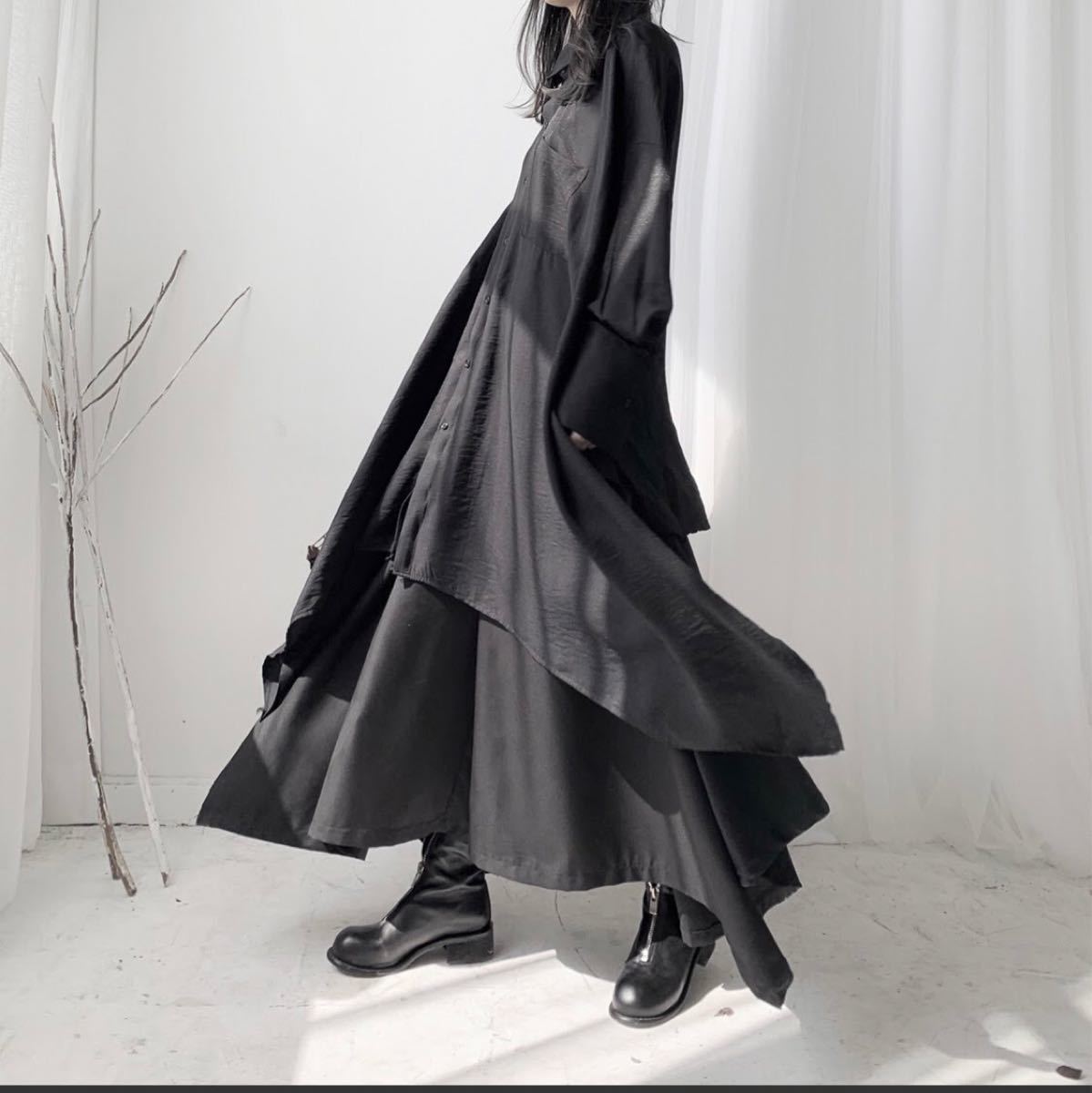 Paypayフリマ ワンピース モード系 ロングシャツ 変形 黒 ヨウジヤマモト アシンメトリー 黒 ストリート 韓国 変形シャツ レディース Paypayフリマ ワンピース モード系 ロングシャツ 変形 黒 ヨウジヤマモト アシンメトリー 黒 ストリート 韓国 変形シャツ レディース
