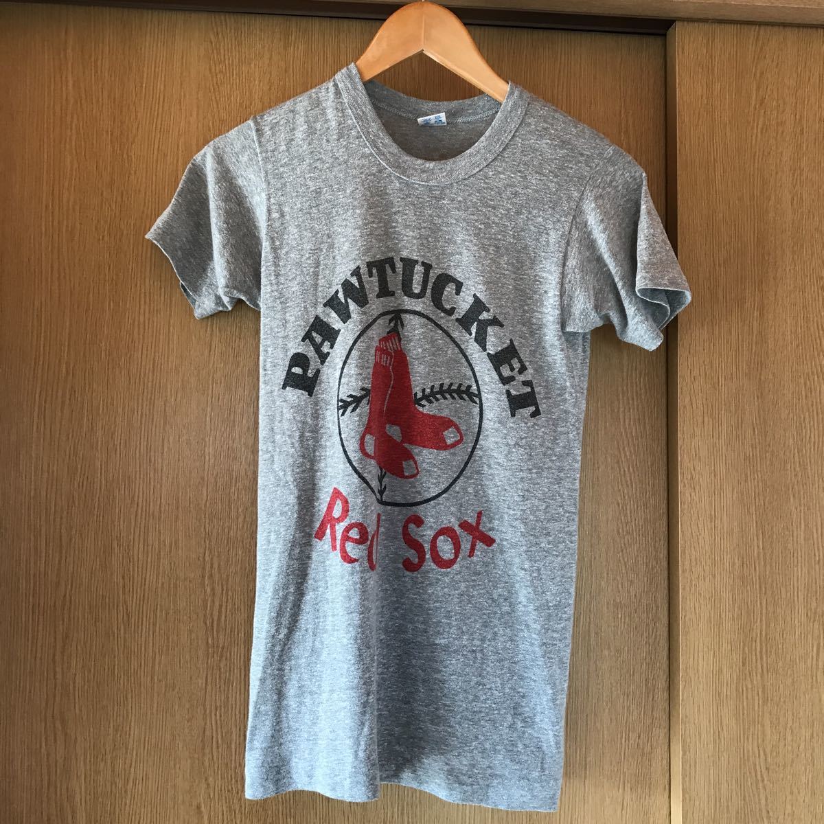 レアデザイン！ビンテージ 80s サイズS チャンピオン Tシャツ red sox レッドソックス MLB 霜降りグレーchampion トリコ タグ_画像1