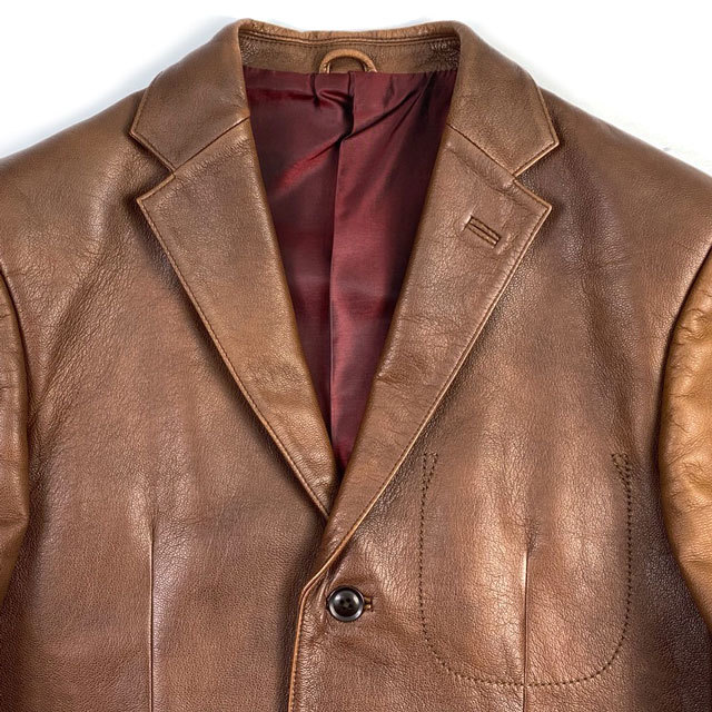  prompt decision *COMME CA DU MODE MEN* men's M leather tailored jacket Comme Ca Du Mode Men light brown group Brown original leather sheep leather ( goat ) center vent 