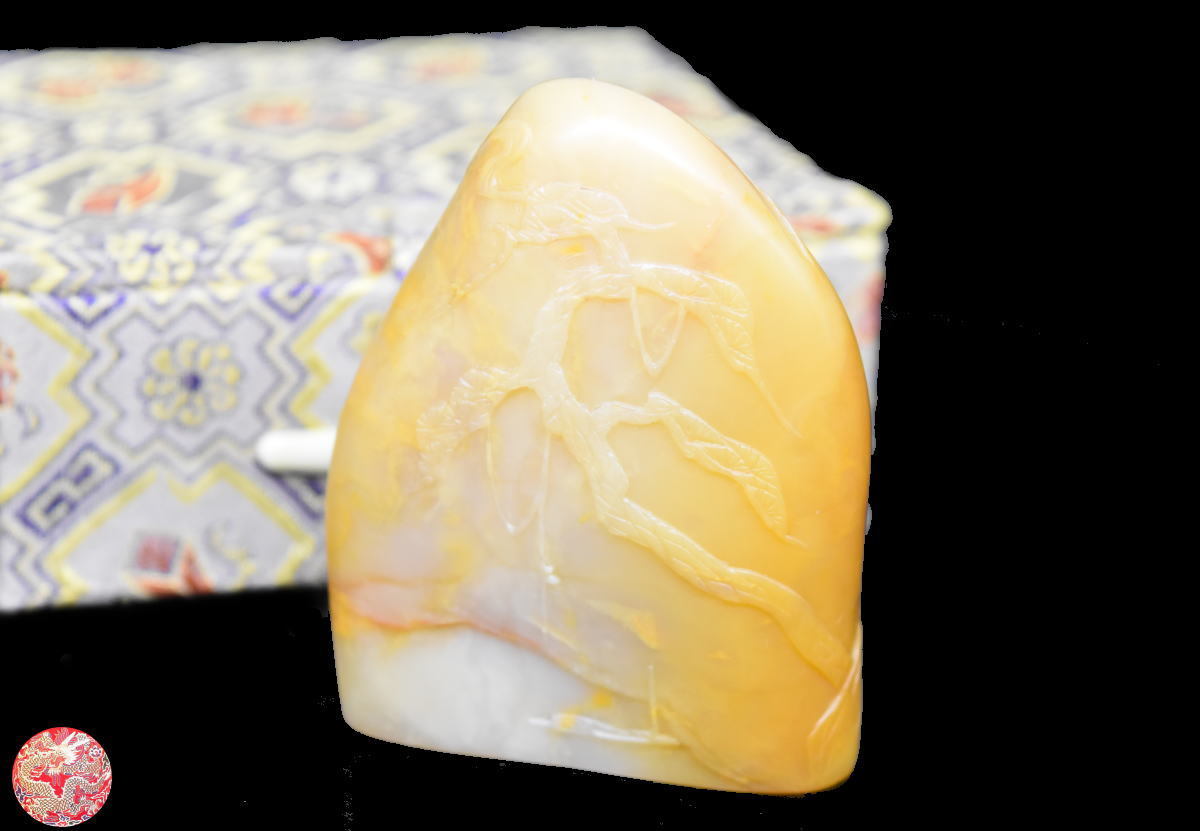 送料無料】天然 寿山石 Shoushan stone 高山石 高山黄 手彫り 印材 未