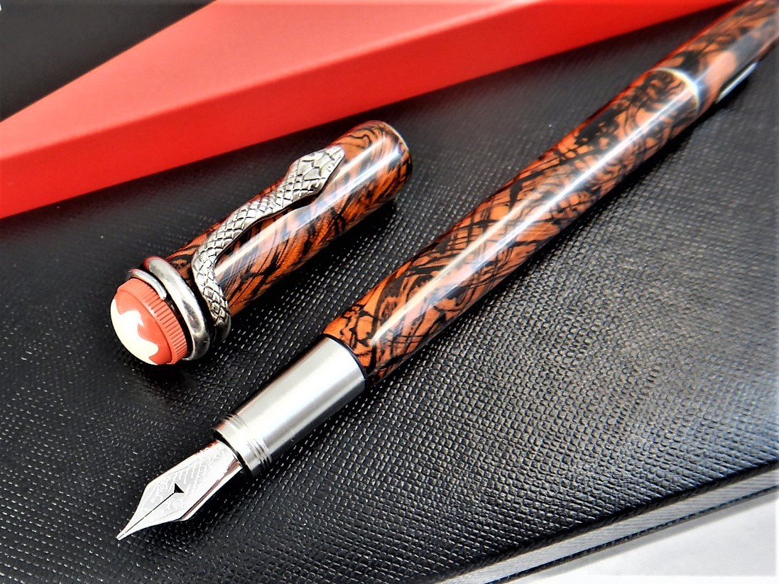 Montblanc rouge enowa-rusa- pen to marble high class fountain pen * genuine article *MONTBLANC Serpent Fountain pen. Made in GERMANY. F
