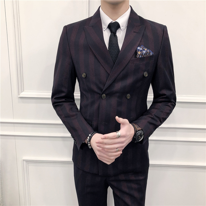 メンズ スーツ ビジネススーツ スリーピース スーツセットアップ 3点セット フォーマルスーツ 紳士服 結婚式 通勤 ブルー M_画像6