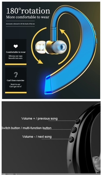 Bluetooth　イヤホン　ワイヤレスイヤホン 耳掛け型　イヤフォン イヤホンマイク 片耳　USB 充電 高音質 超軽量　テレワーク ピンク　22_画像4
