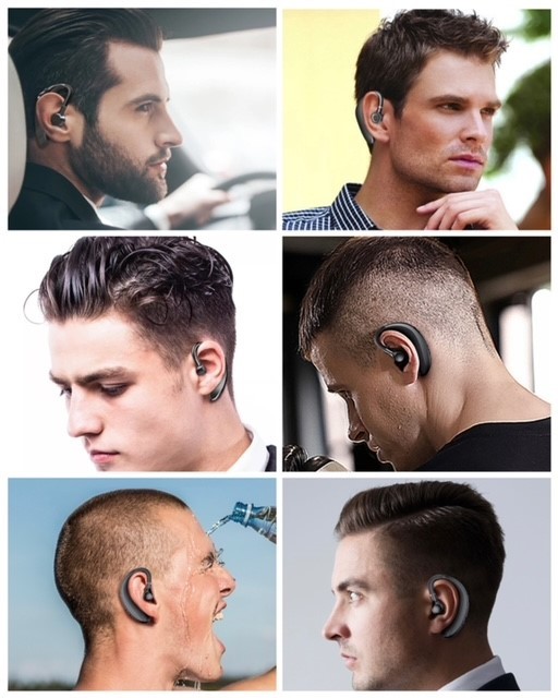 Bluetooth　イヤホン　ワイヤレスイヤホン 耳掛け型　イヤフォン イヤホンマイク 片耳　USB 充電 高音質 超軽量　テレワーク ブルー 21_画像4