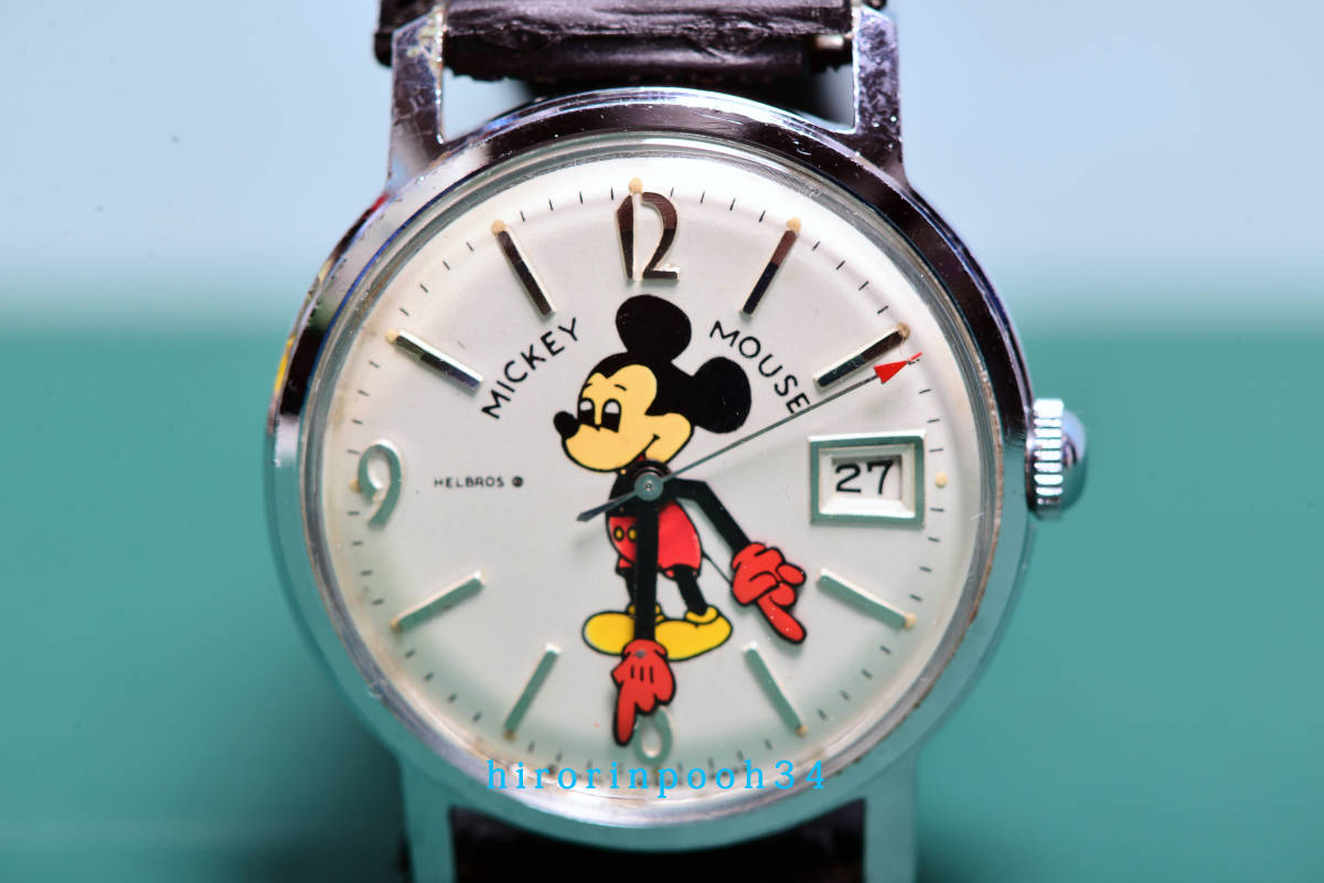 ヴィンテージ　HELBROS　 ヘルブロス 　 最高級17石　 71' 　ミッキーマウス 手巻腕時計 　 カレンダー付 　ディズニー_画像1