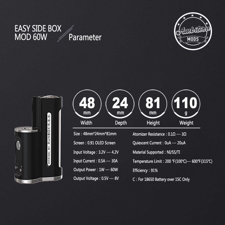VAPE Ambition MODS EASY Side Box Mod【正規品】YELLOW FROSTED　新品_画像5