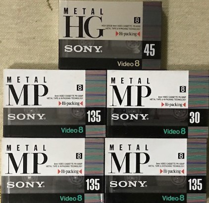 SONY　ソニー　Video 8　8ミリビデオMP メタルテープ　いろいろ計5本　新品未使用 長期保管品_画像1