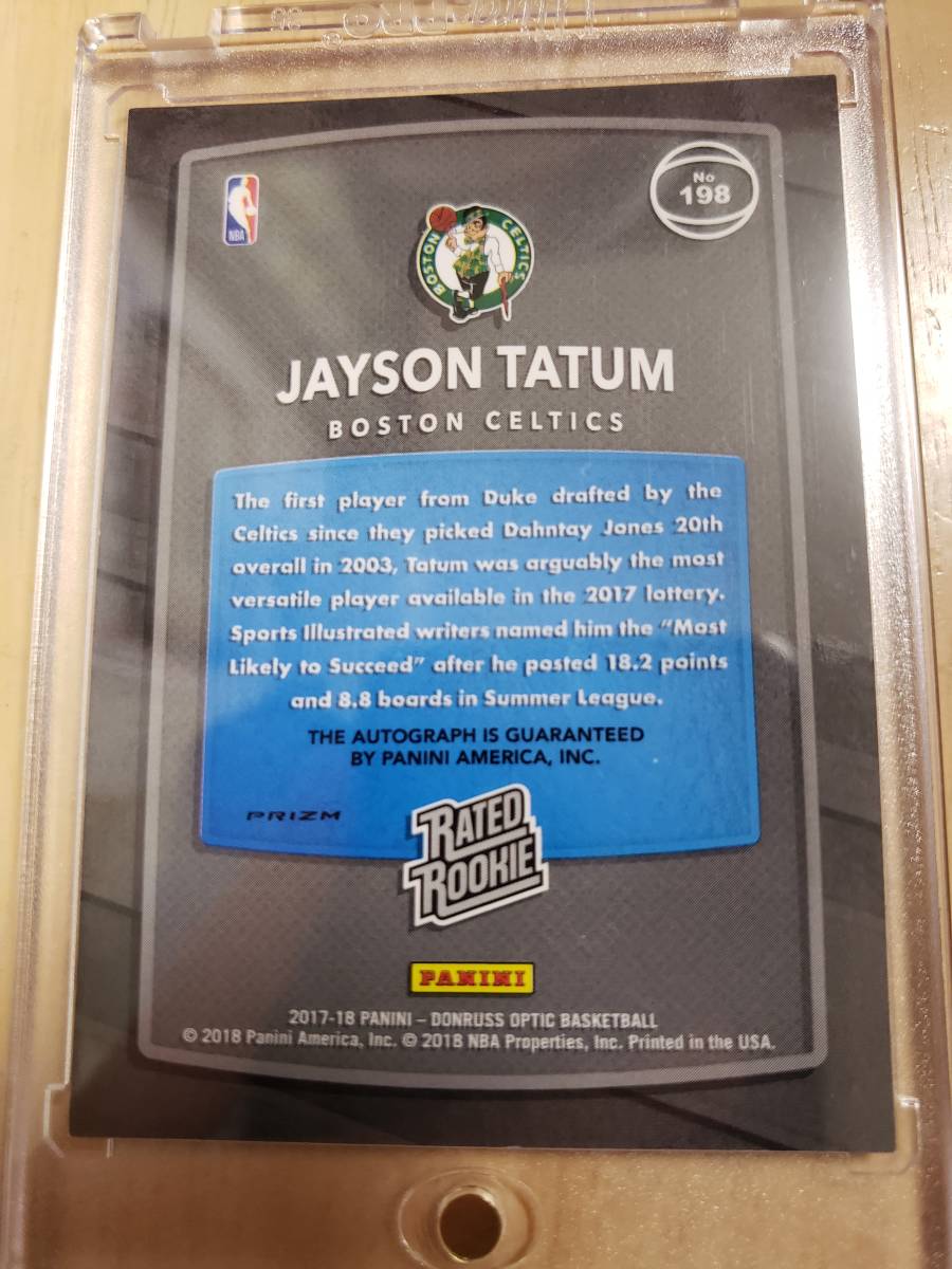 サイン 2017 -18 Panini Donruss Optic Holo Silver JAYSON TATUM RC Auto / ジェイソン テイタム Autograph Refractor Boston Celtics_画像6