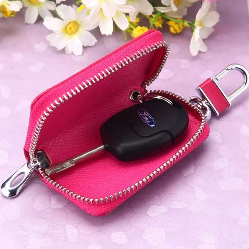  key case remote control smart key key case case Hello Kitty Hello kitty rose automobile remote control key case leather zipper 