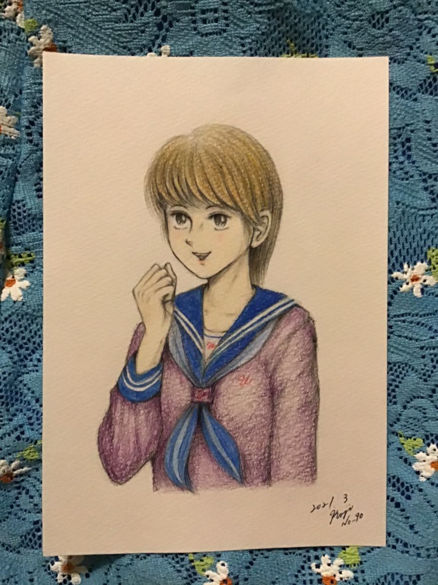 手書きイラスト 女の子 ☆セーラー服の少女 NO .90 ☆鉛筆 手書きイラスト 女の子 ☆セーラー服の少女 NO .90 ☆鉛筆
