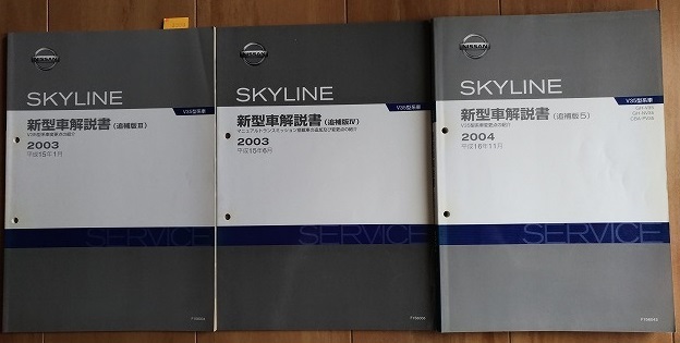 スカイライン　(V35型系)　新型車解説書(追補版Ⅲ＋Ⅳ＋5　計3冊セット)　SKYLINE　古本・即決・送料無料　管理№ 3290_画像1