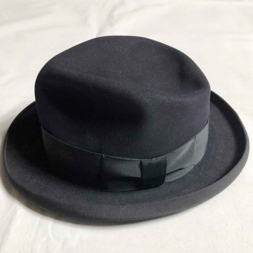 ミント 60年代 STETSON 59CM 3X ホンブルグ HOMBURG ステットソン USA VINTAGE HAT ヴィンテージ ハット レア デッドストック 7 3/8 BLACK