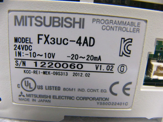 ★動作保証 MITSUBISHI PLC FX3UC-4AD AD変換/アナログ入力装置_画像2
