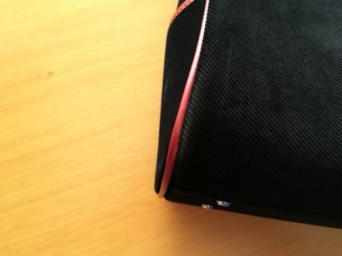 agnes b.voyage アニエスベー　コーデュロイ×皮革のトートバッグ(黒×赤) 鞄