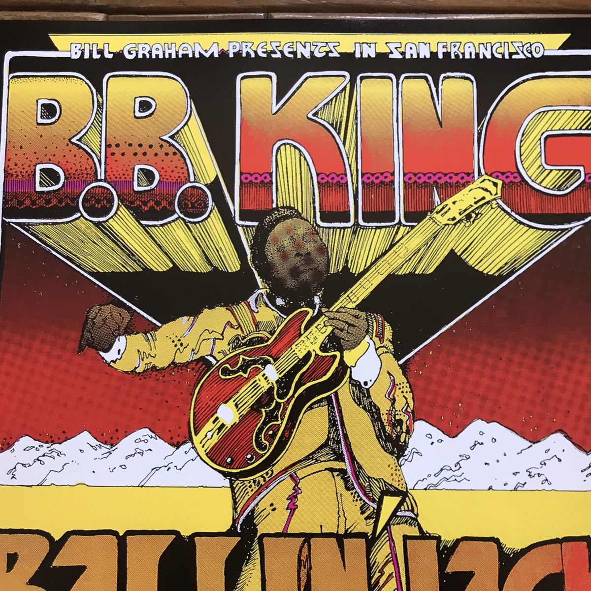  poster *B.B. King at Phil moa * waist 1971 rare poster *B.B.King/ blues /ru seal /T-bo-n* War car /misisipi/SRV