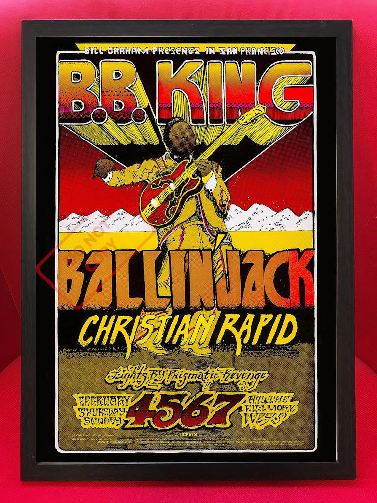  poster *B.B. King at Phil moa * waist 1971 rare poster *B.B.King/ blues /ru seal /T-bo-n* War car /misisipi/SRV