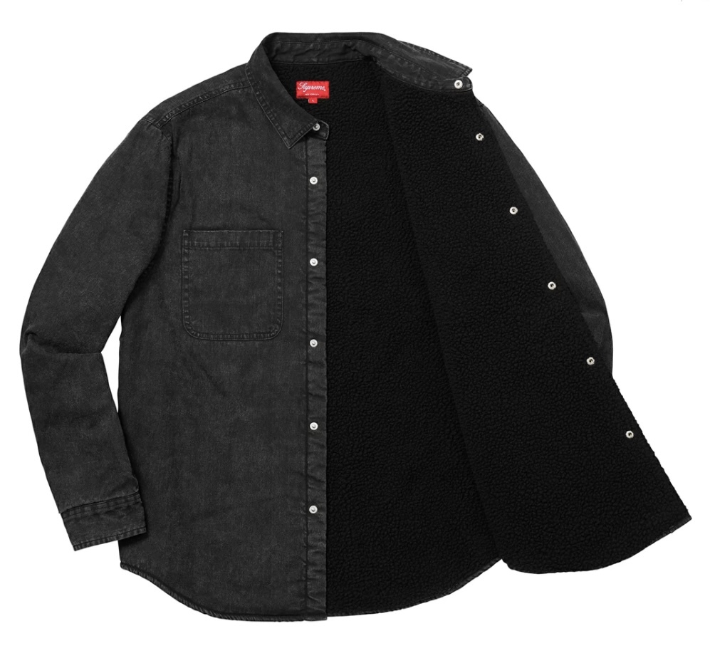 18AW supreme sherpa lined denim shirt black medium_画像2